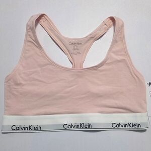 Calvin Klein Blush Pink Racerback Sports Bra Unlined Size Large